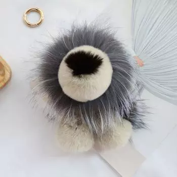 Bag Decor Plush Doll Toy Long Fluff Cartoon Keychain INS Rabbit Fur Lion Pendant Children розовый