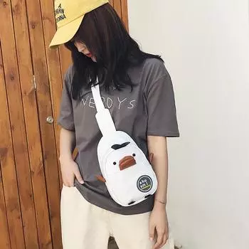 Bag direct sales new canvas breast bag little yellow duck Internet celebrity same cartoon messenger mobile phone bag one bag жёлтый