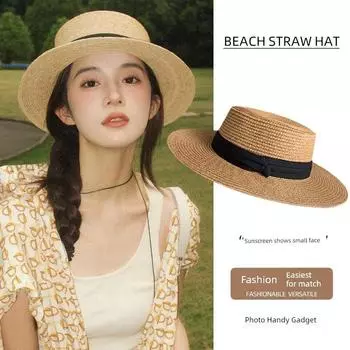Bag Female Beach Classy Sentong Qin Straw Woven Bag Khaki black tape