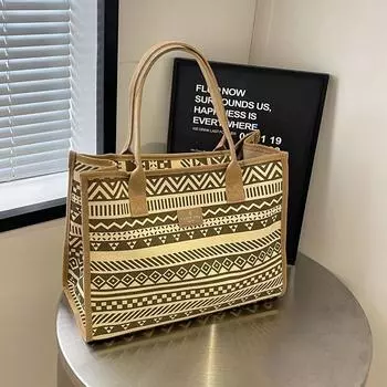 Bag Female Casual Canvas Satchel Lightweight Shopping Bag Khaki