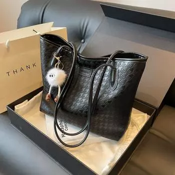 Bag Female Fall and Winter Special Interest Light Luxury Work Shoulder Bag Black