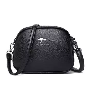 Bag Female Fashion Shoulder Soft Cowhide Crossbody Bag Black