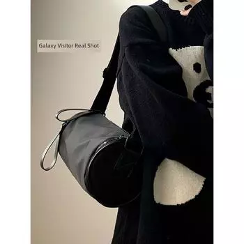 Bag Female Niche Design Casual Single Shoulder Cylinder Black