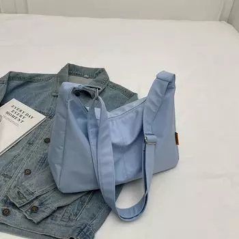 Bag Female Nylon Casual Class Work Clothing Canvas Bag Blue without ornaments