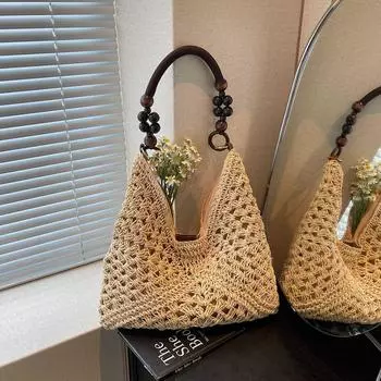 Bag Female Summer Seaside Vacation Versatile Straw Bag 2 meters White