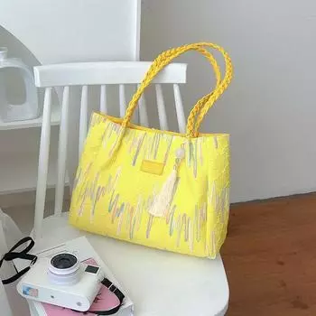 Bag Female Work Work Clothing Autumn and Winter Leisure Canvas Bag Yellow