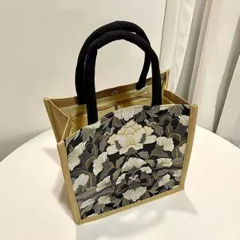 Bag Female Work Work Clothing Handbag Canvas Bag Small size [black] Magnetic buckle