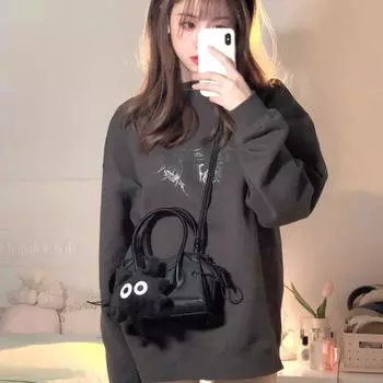 Bag Female Xu Jiaqi Same Niche Drawstring Locomotive Bag Fashionable And Compact Portable Shoulder Messenger Bag 22*14*9 чёрный