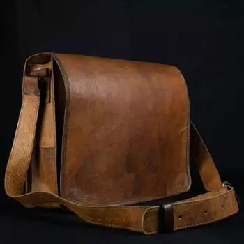 Bag Laptop Briefcase Dark Brown Men s Distressed Leather Messenger Shoulder 16 x 12 x 5 in