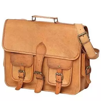 Bag Leather Men Shoulder S Brown Messenger Satchel Laptop Briefcase Vintage New 16 x 12 x 5 in