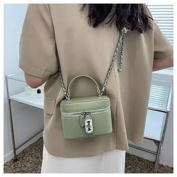 Bag Lock, Crossbody Small Square Bag, Women s Bag, Fashionable and Versatile Single-shoulder Handbag 16*11.5*9cm чёрный