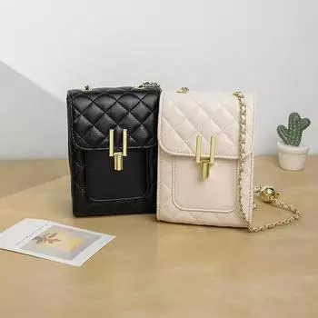 Bag Mobile phone bag Women s bag Internet celebrity messenger bag 2024 new trendy diamond small fragrant wind small golden ball chain bag