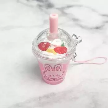 Bag Pendant Ice Cream Keychain Simulation Food Keyring Mini Strawberry Keychain Backpack Style 2