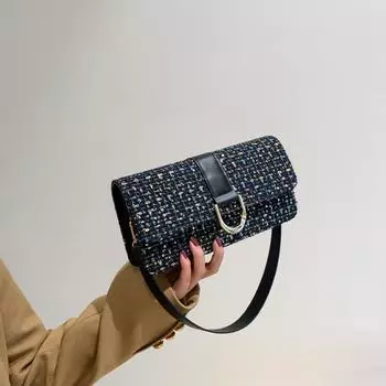 Сумка текстура универсальная женская сумка популярная новая модная плетеная маленькая квадратная сумка однотонная свежая сумка через плечо под мышкой белый