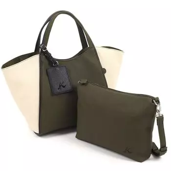 bag with shoulder bag and pass case Beige 34511 [Kitamura] Semi-shoulder Z-0555 Women s Olive/Light [Green]