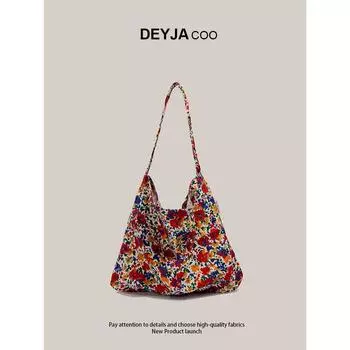 Bag Women 2025 Spring and Summer New Chapter Ruonan Same Style Messenger Bag Floral Canvas Bag Lazy Yong Style Korean Series Shoulder Bag Red