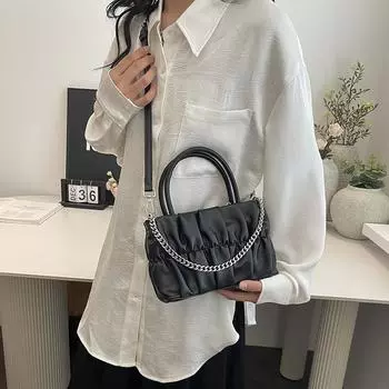 Bag Women s 2024 New Crossbody Bag Autumn Niche Design Fashion Explosive One Shoulder Portable Folded Small Square Bag