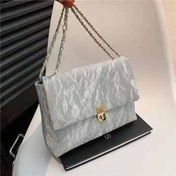 Bag Women s 2024 New Niche Design Large Capacity Shoulder Crossbody Bag Casual Trend Fashion Personalized Small Square Bag чёрный