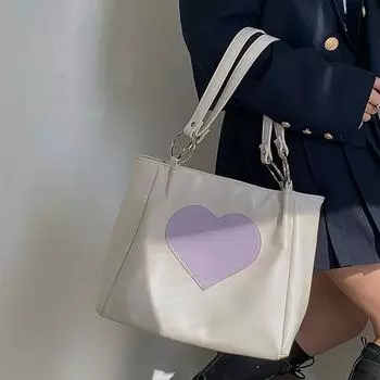 Bag Women s 2024 New Trendy Edition Portable Women s Bag Premium Sense Love Tote Bag Versatile Large Capacity Shoulder Bag белый