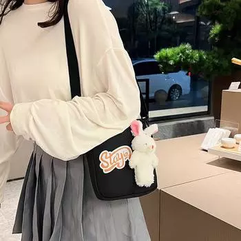 Bag Women s 2024 New Trendy Versatile Shoulder Crossbody Bag Cute Cartoon Pendant Casual Mobile Phone Change Small Square Bag синий