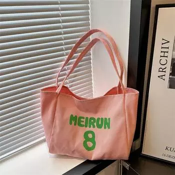 Bag Women s 2024 Summer New Simple Fashion Large Capacity Shoulder Handbag Student Class Tote Shopping Bag чёрный