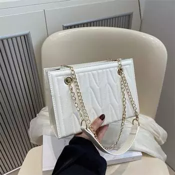 Bag Women s 2025 Autumn and Winter New Fashion Explosive Versatile Rhombus Chain One Shoulder Crossbody Small Square Bag белый