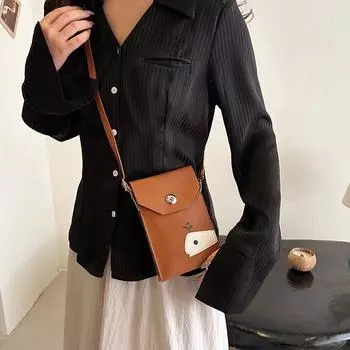 Bag women s bag 2024 spring new fashion trend texture single shoulder oblique span bag simple small square bag mobile phone bag women s bag чёрный
