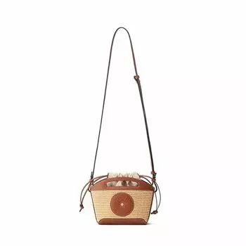 Bag Women s Cookie Shoulder Crossbody Niche Style Satchel Drawstring Chestnut Brown (with logo)