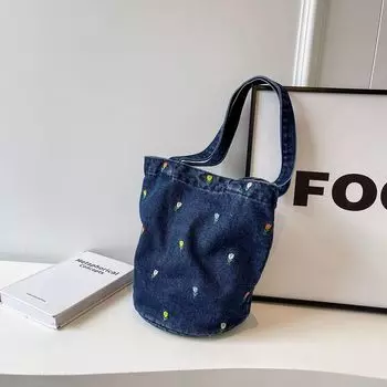 Bag Women s Denim Summer Crossbody Class Bucket Dark Blue