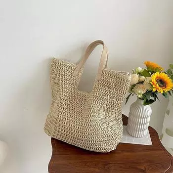 Bag Women s Fashion All-Match Seaside Holiday Shoulder Bag Beige White