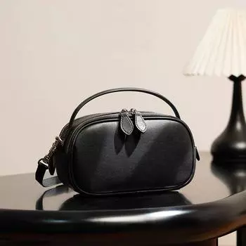 Bag Women s Fashion All-Matching Satchel Casual Genuine Leather Bag Black [leather]]