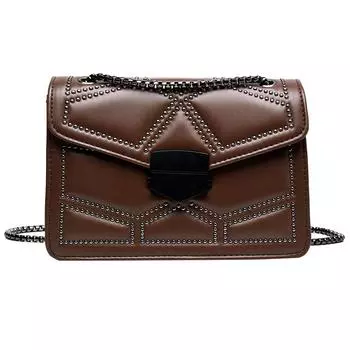 Bag Women S Fashion Rivet Women S Bag Chain Bag One Shoulder Crossbody Bag Small Square Bag красный