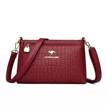 Bag Women s Kangaroo Leather Middle-Aged Fashion Crossbody Bag Red