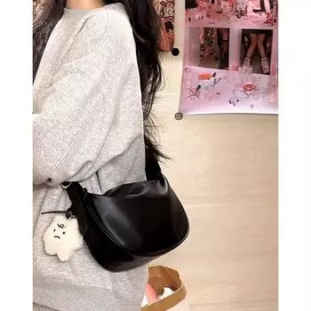 Bag Women s Messenger Bag Summer Dumpling Bag 2024 New Arrival Fancy Small Commuter Shoulder Bag Special-Interest Design Easiest for match Black