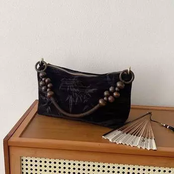 Bag Women s New Chinese Summer Loose Feeling Underarm Bag Black