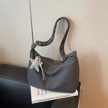 Bag women s new trendy versatile simple dumpling bag large capacity tote bag student shoulder messenger bag чёрный