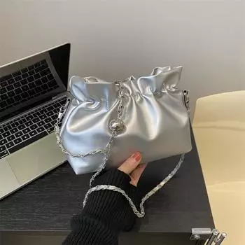 Bag Women s Spring 2025 New Chain Bucket Bag Crossbody Bag Shoulder Bag Casual Bag чёрный