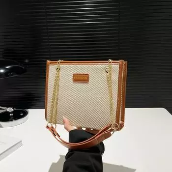 Bag women s spring and summer 2025 new fashion chain shoulder messenger bag popular high-end tote bag чёрный