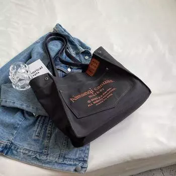 Bag Women s Spring Fashion Canvas Easiest for Match Class Women s Bag Black tea