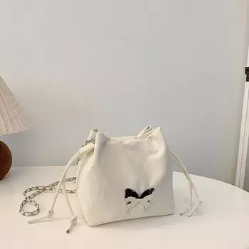 Bag Women S Summer Beautiful Butterfly Bucket Bag High Value Foreign Style Chain Messenger Bag бежевый