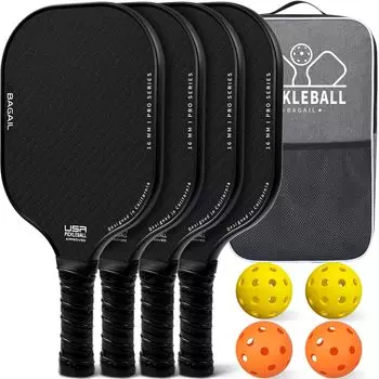 BAGAIL Pickleball Pickleball USAPA Honeycomb Pickleball Carry Bag Pickleball Gift for Beginners and Set of Black Paddles, Rackets, Approved, Non-Slip, чёрный