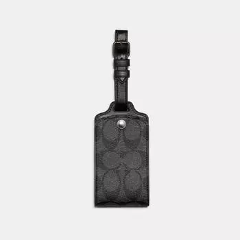 Багажная бирка Coach из канвы Signature цвета бронзы, угольного цвета