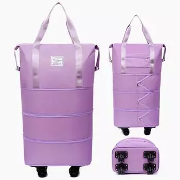 Багажная сумка с несколькими отделениями, большая вместимость, водонепроницаемая, прочная, расширяемая, со съемными колесами темно-фиолетового