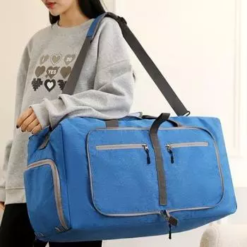 Багажная сумка с отделениями для обуви, регулируемый съемный плечевой ремень, большая вместимость, отличная грузоподъемность, складная водонепроницаемая дорожная походная спортивная сумка серый