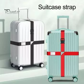 Багажные ремни для багажа размером 20–34 дюйма. Прочные, устойчивые к разрывам, быстроразъемные пряжки. Конструкция предотвращает открывание. Регулируемая бирка с личной информацией. чёрный