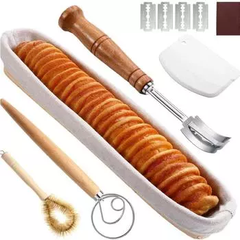 Багет Banneton Sourdough Starter Kit Sourdough Bread Скребок для хлеба Миксер для выпечки Принадлежности Гаджеты Кондитерские изделия Кухонные инструменты
