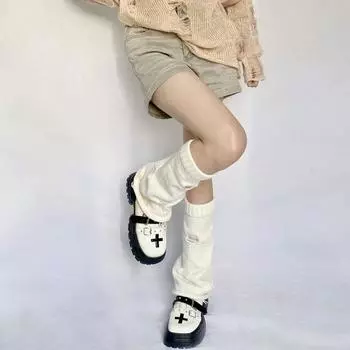 Baggy Knee Sleeve Beggar Hole Leg Socks Korean Style Hosiery Knitted Foot Sock Women Leg Warmers чёрный