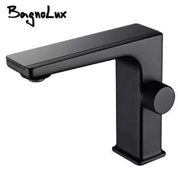 Bagnolux Gun Grey латунный смеситель для раковины для ванной комнаты, смеситель для горячей и холодной воды, одно отверстие, устанавливаемый на бортике, микрогенератор, дисплей температуры