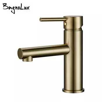Bagnolux Luxury Morden Brushed Gold кран для туалета с одной ручкой, смеситель для раковины в ванной комнате, смеситель для ванной комнаты с горячей и холодной водой