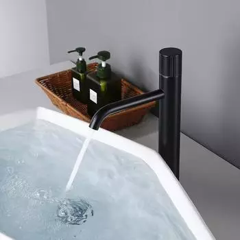 Bagnolux матовый черный смеситель для раковины в ванной комнате с высоким корпусом и круглым отверстием для холодной и горячей воды для бытового использования в гостинице матовый черный